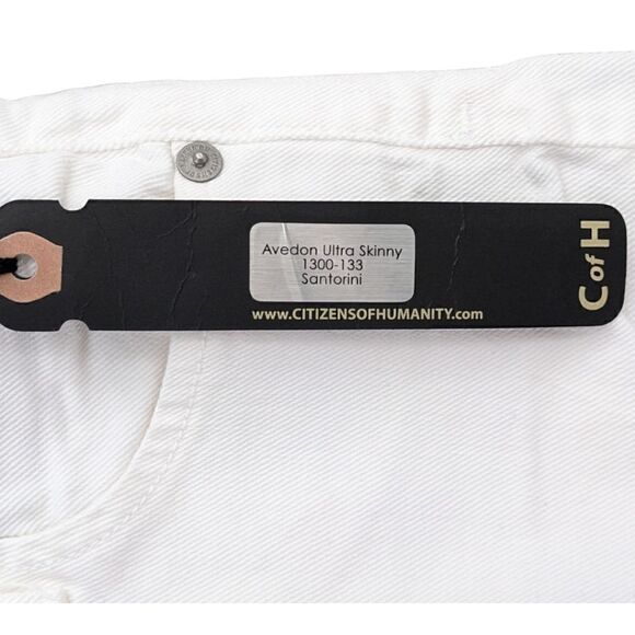 Citizens of Humanity Santorini White Avedon Ultra Skinny Low Rise Jean Sz 25 NWT - Picture 7 of 9